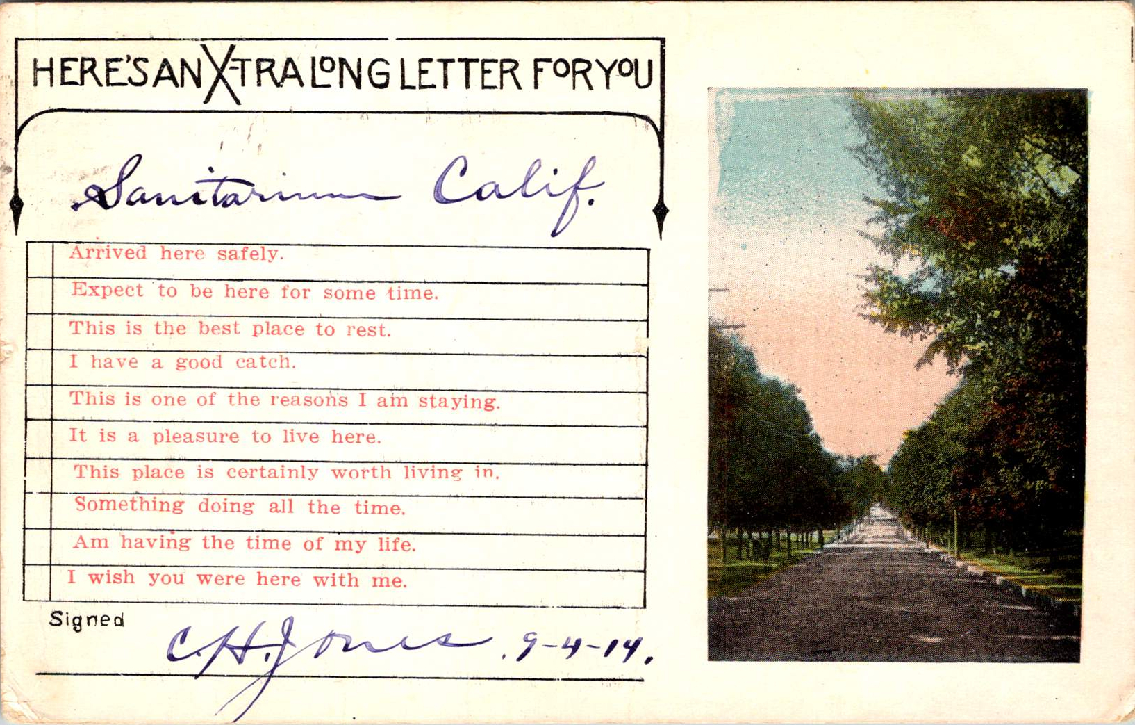 image of the front of a postcard