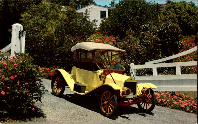 Vintage dealer trade postcard front, 1912 Flanders Roadster antique automobile, Hamilton Buick Van Nuys California service reminder