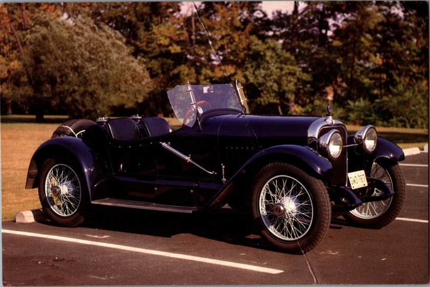 Vintage advertising postcard front, 1922 Mercer Raceabout American sports car, Shatterproof Glass Corporation advertising postcard